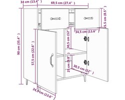 vidaXL Dressoir - Dressoirs - Kast - Wandkast - Dressoir 69,5x34x90 cm bewerkt hout grijs sonoma eikenkleurig
