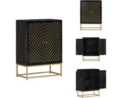 vidaXL Dressoir - Dressoirs - Kast - Wandkast - Dressoir met 2 deuren 55x30x75 cm mangohout zwart en goud