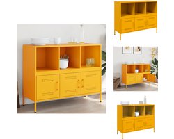 vidaXL Dressoir - Dressoirs - Opbergkast - Wandkast - Dressoir 100,5x39x79 cm staal mosterdgeel