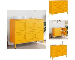 vidaXL Dressoir - Dressoirs - Opbergkast - Wandkast - Dressoir 100,5x39x79 cm staal mosterdgeel