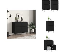 vidaXL Dressoir - Dressoirs - Opbergkast - Wandkast - Dressoirs 2 st 40x35x70 cm bewerkt hout zwart