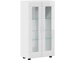 vidaXL - Dressoir - FLORIN - 55,5 - x - 29 - x - 100 - cm - Hoogglans - wit - Bewerkt - hout