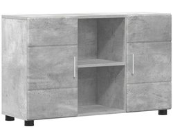 vidaXL - Dressoir - FLORIN - 88,5 - x - 30,5 - x - 55,5 - cm - Beton - Grijs - Bewerkt - hout