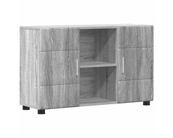 vidaXL - Dressoir - FLORIN - 88,5 - x - 30,5 - x - 55,5 - cm - Grijs - Sonoma - Bewerkt - hout