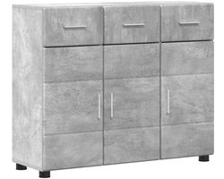 vidaXL - Dressoir - FLORIN - 88,5 - x - 30,5 - x - 73 - cm - Beton - Grijs - Bewerkt - hout