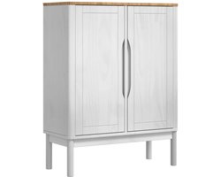 vidaXL - Dressoir - FLORO - Wit - 70 - x - 30 - x - 70,5 - cm - Massief - vurenhout