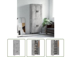 vidaXL Dressoir - Hoge Kast - Hoge kast 69,5x34x180 cm bewerkt hout betongrijs - Buffetkast - Houten Kast - Grijze Kast