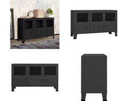 vidaXL Dressoir industrieel 105x35x62 cm metaal en glas zwart - Dressoir - Dressoirs - Buffetkast - Opbergkast