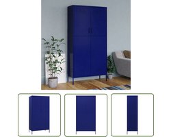 vidaXL Dressoir - Kledingkast - Kledingkast 90x50x180 cm staal marineblauw - Bergruimte - Opslagmogelijkheden - Staalkast