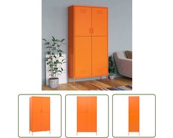 vidaXL Dressoir - Kledingkast - Kledingkast 90x50x180 cm staal oranje - Opbergkast - Staalkast - Oranjekast