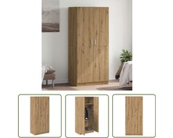 vidaXL Dressoir - Kledingkast - Kledingkast 90x52x200 cm bewerkt hout artisanaal eikenkleur - Opslagruimte - Slaapkamer - Kunststof