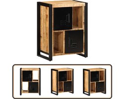 vidaXL Dressoir - Mangohout en IJzer - 55x35x70 cm Dressoir - Vintage Meubels - Houten Dressoir - Mango Wood Furniture - Salontafel