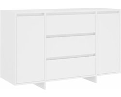 vidaXL - Dressoir - met - 3 - lades - 120x41x75 - cm - bewerkt - hout - wit