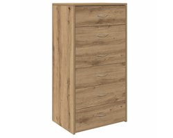 vidaXL - Dressoir - met - 6 - lades - 50x34x96 - cm - bewerkt - hout - artisanaal - eiken