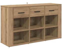 vidaXL - Dressoir - met - lade - Artisan - Eiken - 100 - x - 30 - x - 59,5 - cm - Bewerkt - hout