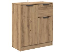 vidaXL - Dressoir - met - lade - Artisan - Eiken - 60 - x - 30 - x - 70 - cm - Bewerkt - hout