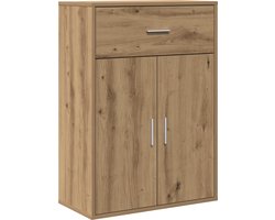vidaXL - Dressoir - met - lade - Artisan - Eiken - 60 - x - 30 - x - 84 - cm - Bewerkt - hout