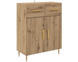 vidaXL - Dressoir - met - lade - Artisan - Eiken - 69,5 - x - 34 - x - 90 - cm - Bewerkt - hout