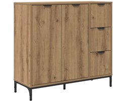 vidaXL - Dressoir - met - lade - Artisan - Eiken - 89,5 - x - 33 - x - 82 - cm - Bewerkt - hout