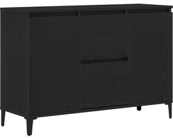 vidaXL - Dressoir - met - lade - Zwart - Eiken - 104 - x - 35 - x - 70 - cm - Bewerkt - hout