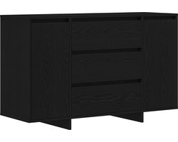 vidaXL - Dressoir - met - lade - Zwart - Eiken - 120 - x - 41 - x - 75 - cm - Bewerkt - hout