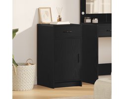 vidaXL - Dressoir - met - lade - Zwart - eiken - 40 - x - 40,5 - x - 75 - cm - Bewerkt - hout