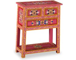 vidaXL - Dressoir - met - lades - handgeschilderd - massief - mangohout - roze