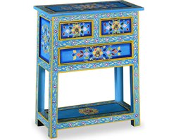 vidaXL - Dressoir - met - lades - handgeschilderd - massief - mangohout - turquoise