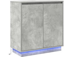 vidaXL - Dressoir - met - LED - in - Beton - Grijs - 71x34,5x75 - cm - van - Geengineerd - Hout