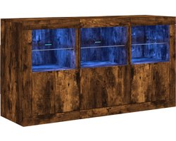 vidaXL - Dressoir - met - LED-verlichting - 123x37x67 - cm - gerookt - eikenkleurig