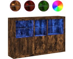 vidaXL - Dressoir - met - LED-verlichting - 162x37x100 - cm - gerookt - eikenkleurig