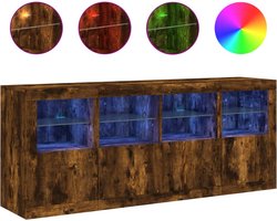 vidaXL - Dressoir - met - LED-verlichting - 163x37x67 - cm - gerookt - eikenkleurig