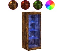 vidaXL - Dressoir - met - LED-verlichting - 41x37x100 - cm - gerookt - eikenkleurig