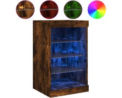 vidaXL - Dressoir - met - LED-verlichting - 41x37x67 - cm - gerookt - eikenkleurig