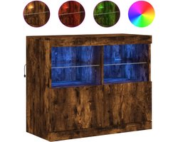 vidaXL - Dressoir - met - LED-verlichting - 81x37x67 - cm - gerookt - eikenkleurig