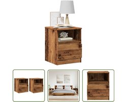 vidaXL Dressoir - Nachtkastjes - Nachtkastjes 2 st 40x40x50 cm bewerkt hout oud houtkleurig - Slaapkamerdecoratie - Vintage Meubel - Industrieel Design