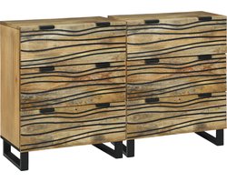 vidaXL - Dressoir - Set - 2 - pcs - Naturel - 60 - x - 33,5 - x - 75 - cm - Massief - Mango - Hout