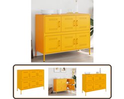 vidaXL Dressoir - Staal - 100,5x39x79 cm - Mosterdgeel Industriele Design - Dressoirs - Buffetkast - Koudgewalst Staal - Mosterdgeel