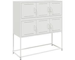 vidaXL Dressoir Staal Wit 100,5x39x107 cm Dressoir - Kasten - Opbergmeubilair - Staaldressoir - Wit Dressoir