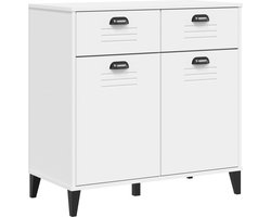 vidaXL - Dressoir - VIKEN - 80x40x80 - cm - bewerkt - hout - wit