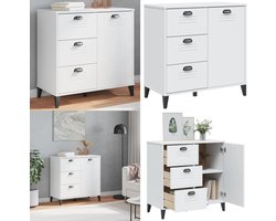 vidaXL Dressoir VIKEN 80x40x80 cm bewerkt hout wit - Dressoir - Dressoirs - Opbergkast - Wandkast