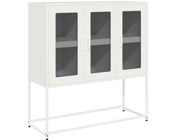 vidaXL Dressoir - Wit - 100,5x39x107 cm - Staal Dressoir - Commode - Opbergkast - Keukenmeubilair - Salontafel