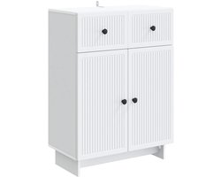 vidaXL - Dressoir - Wit - 66 - x - 34,5 - x - 90 - cm - Bewerkt - hout