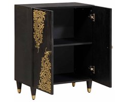 vidaXL - Dressoir - Zwart - 60 - x - 33 - x - 75 - cm - Massief - Mango - Hout