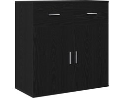 vidaXL - Dressoir - Zwart - Eiken - 78 - x - 38 - x - 80 - cm - Bewerkt - hout