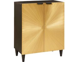 vidaXL - Dressoir - Zwart - en - Goud - 60 - x - 33 - x - 75 - cm - Massief - Mango - Hout