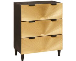 vidaXL - Dressoir - Zwart - en - Goud - 60 - x - 33 - x - 75 - cm - Massief - Mango - Hout