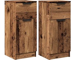 vidaXL - Dressoirs - 2 - st - 30x30x70 - cm - bewerkt - hout - oud - houtkleurig