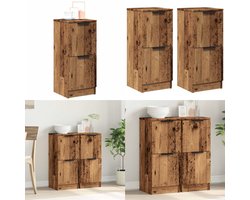 vidaXL Dressoirs 2 st 30x30x70 cm bewerkt hout oud houtkleurig - Dressoir - Dressoirs - Kast - Nachtkastje Opbergkast