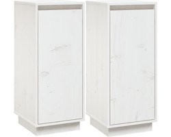 vidaXL - Dressoirs - 2 - st - 31,5x34x75 - cm - massief - grenenhout - wit
